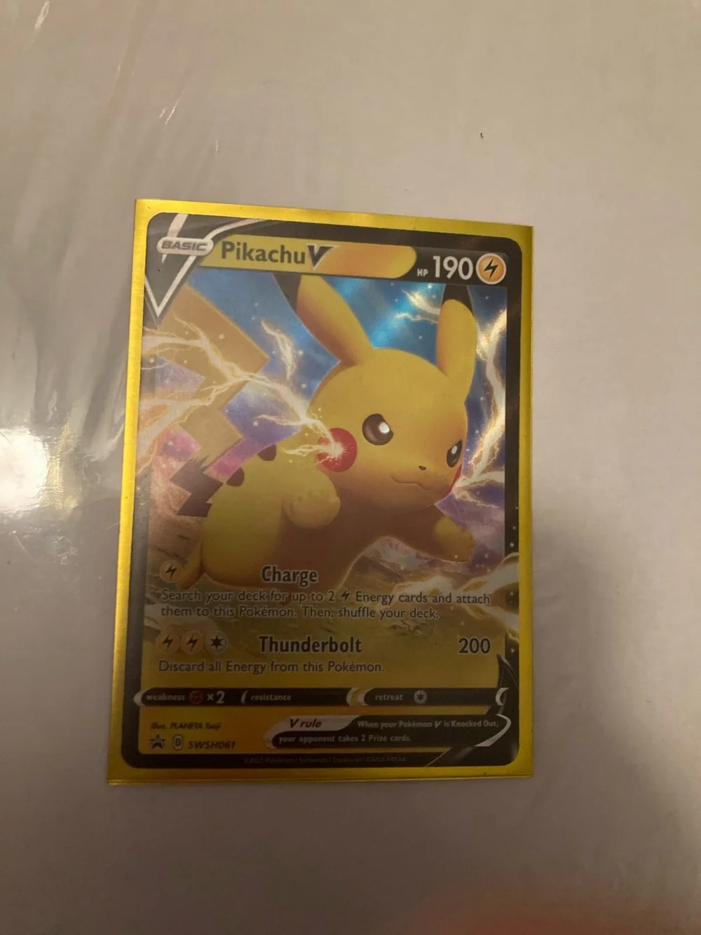Pokemon Pikachu V Gold Foil Card - Yellow & Blue Holo